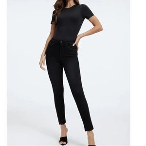 Good American GOOD WAIST CROP DEEP V YOKE | BLACK216